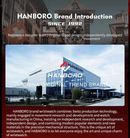 HANBORO supercar series men's fully automatic mechanical watch with wheels running and dial personalized watch