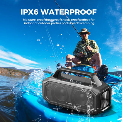 W-KING 80W Speakers Bluetooth Wireless, Portable Outdoor Speakers Loud with Bass Boost, Stereo Pairing, Reverse Charging, IPX6 W