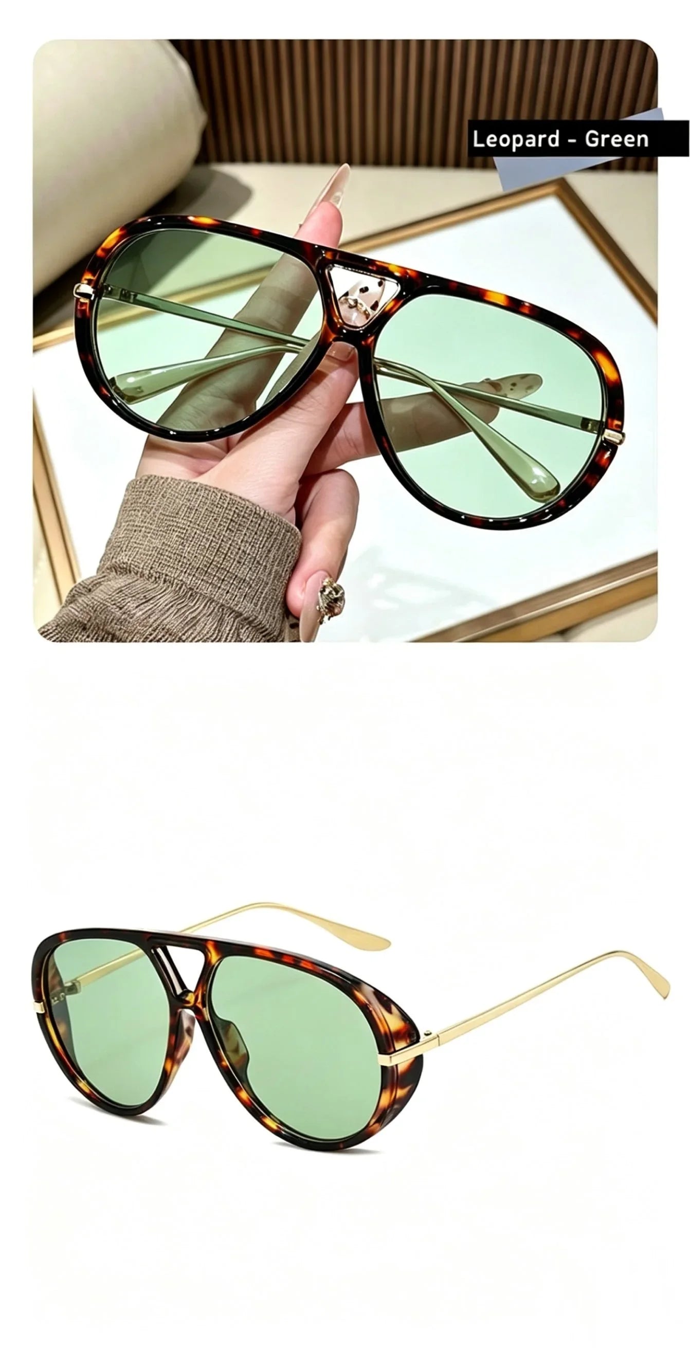 QVQV New Oversized Pilot Sunglasses Women Fashion Luxury Brand Leopard Blue Sunglasses Men Retro Outdoor Driving UV400 Shades