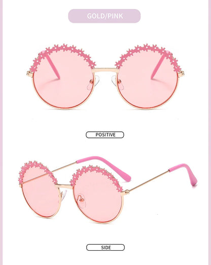 2025 Sunglasses children's glasses flower fashion New Sunglasses children's round children's Metal
