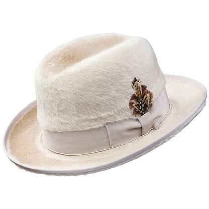 Trilby Men Classic Feather Fedora Hat Simple Women Gentleman Hamburger hat vintage hat Pork Pie Winter Autumn sombrero hombre