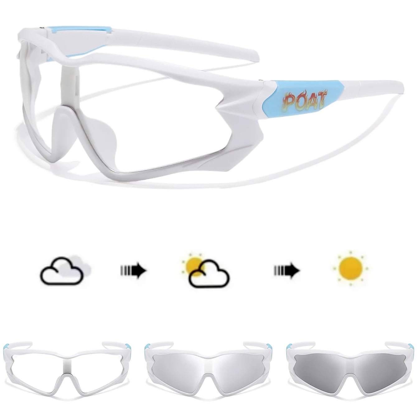 POAT Brand Photochromic Eyewear for Men Women MTB Bike Bicycle Cycling Fishing Running Glasses New Style Sunglasses Sports