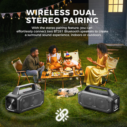 W-KING 80W Speakers Bluetooth Wireless, Portable Outdoor Speakers Loud with Bass Boost, Stereo Pairing, Reverse Charging, IPX6 W