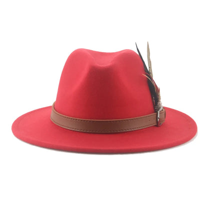 Hat Fedoras Winter Women Hats Men Felt Hat Feather Luxury Fashion Casual Wedding Decorate Men Women Fedora Chapeau Femme Bonnet