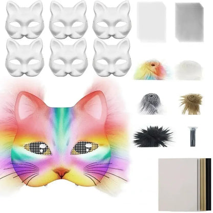 Cats Foxes Mask With Furs Eye Meshes Sticker,Therians Craft Up Paint,Animal To Mask Accessory Mask Costume Dress Arts Home B9C2