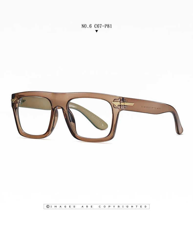 AUECMOI Vintage Men Square Glasses TR90 Frame Myopia Customizable Prescription Anti Blue Ray Optical Photochromic Eyeglasses