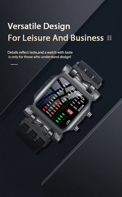 LED Watch Men Fashion Creative Crab Type Electronic Watch Luminous Binary Gift Business Style Cool Waterproof Multi Function