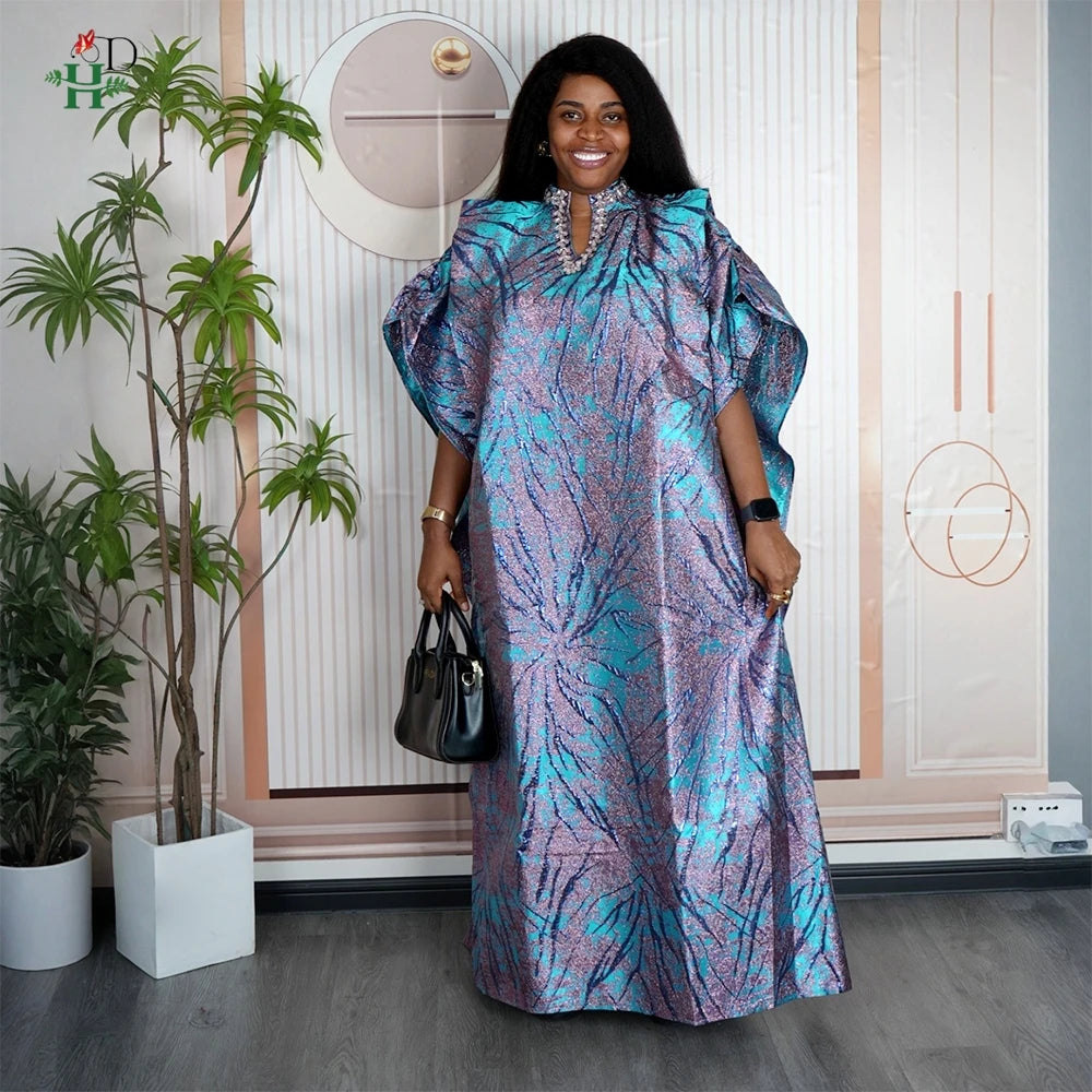 2025 New African Clothes For Women Kaftan Dress Fashion Party Dress Vintage Summer Gown Casual Vestidos Muslim Robe BouBou