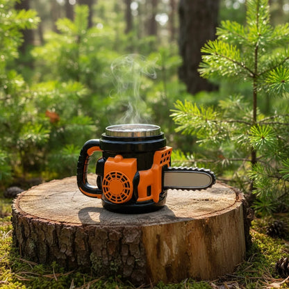 Chainsaw Shaped Resin Coffee Mug with Stainless Steel Liner,Novelty Chainsaw Coffee Cup, Unique Funny Tool Mug for Coffee