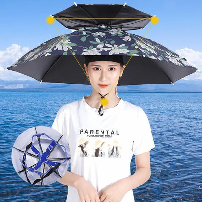 Windproof Umbrella Cap Wearing An Umbrella On The Head Sturdy Men's And Women's Foldable Large Sunshade And Rain Hat Umbrella