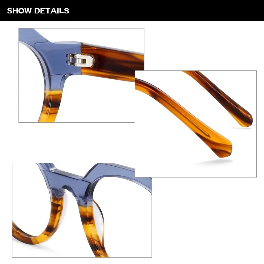 54139 Retro Acetate Optical Glasses Frames Men Women Two Color Splicing Fashion Eyeglasses