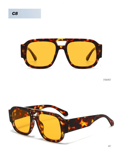 SHAUNA Fashion Double Bridges Square Women Sunglasses Retro Candy Color Leopard Men Sun Glasses Shades UV400