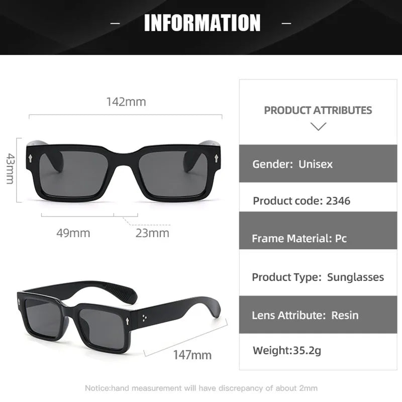 Simple Versatile Sunglasses Men Women Small Square Rivet Outdoor Driving Ultraviolet Protection Casual Sun Glasses