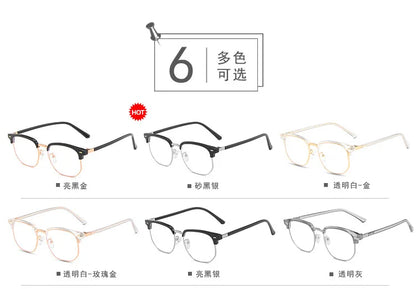 Fashion unisex square Plain glasses for men women Metal frame glasses polygon eyeglasses Gentle Black anti blue light glasses