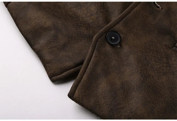 Retro Suede Vest Men Vintage Style Slim Fit Autumn Winter Mens Sleeveless Jacket V Neck Warm Waistcoat