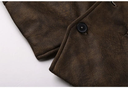 Retro Suede Vest Men Vintage Style Slim Fit Autumn Winter Mens Sleeveless Jacket V Neck Warm Waistcoat