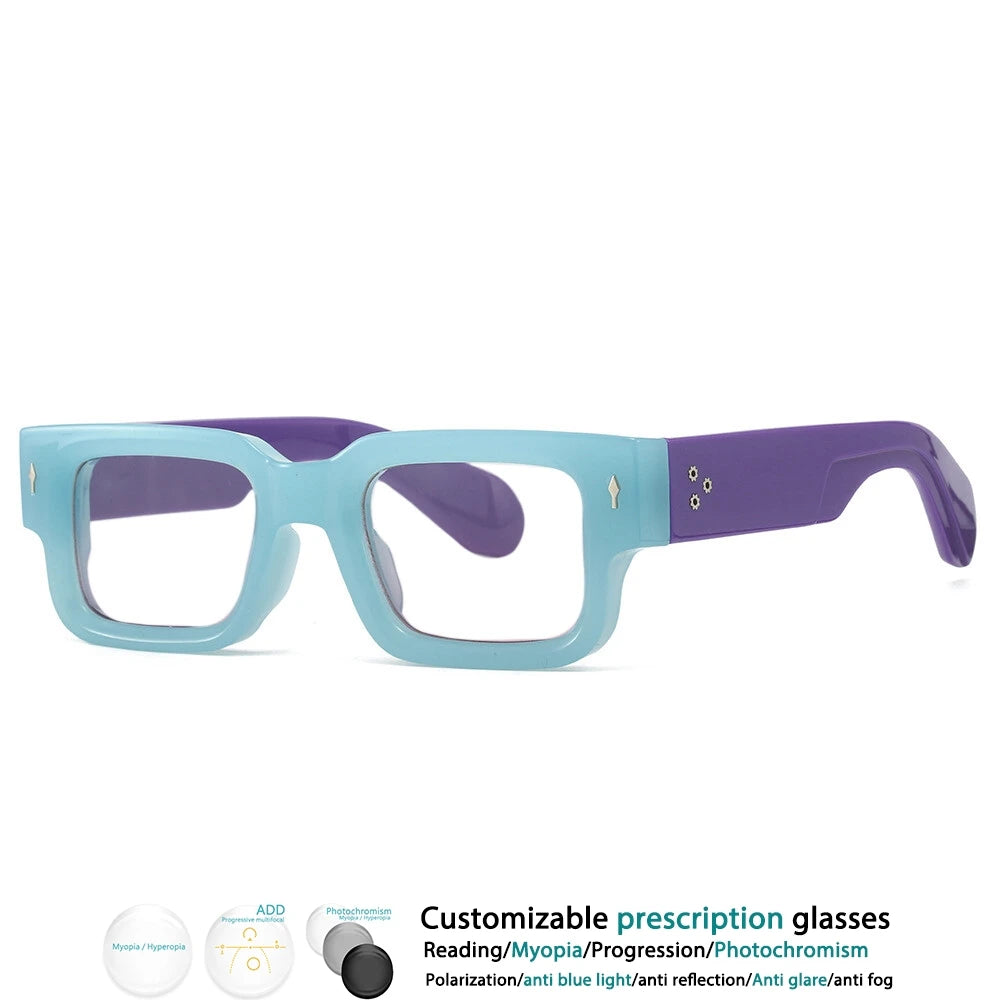 Luxury Brand Square Reading Glasses Men Women Retro Rivet Resin Optical Presbyopic Eyeglasses Custom Diopter +50~+600 #302032