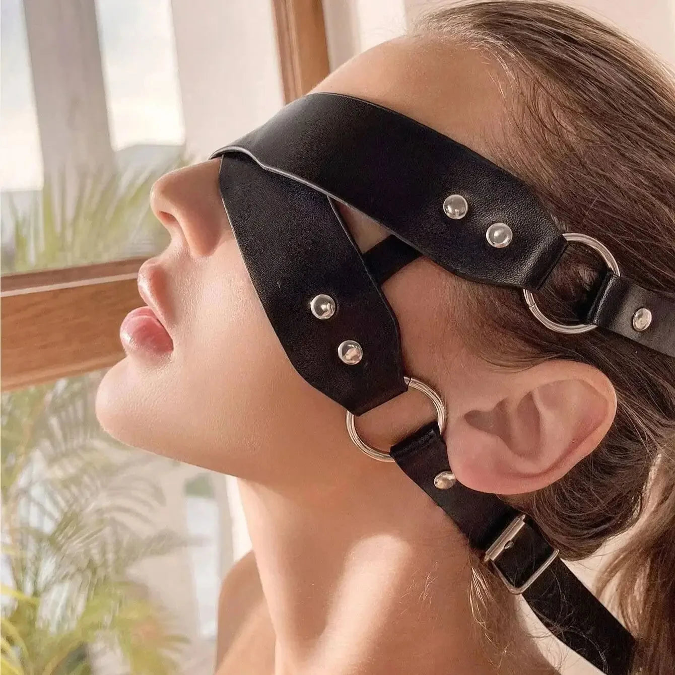 Red Leather Mask Women Sexy Cosplay Cat Mask Bondage Half Face Masks Gothic Masquerade Ball Fancy Masks BDSM Erotic Accessorie