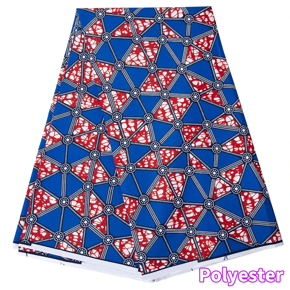 Veritablewax Fan Pattern African Fabric By the Yard Polyester Material For Handsewing High Quality Cloth for Party Dress A-27