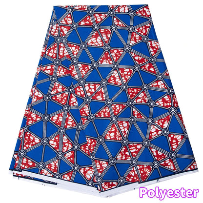 Veritablewax Fan Pattern African Fabric By the Yard Polyester Material For Handsewing High Quality Cloth for Party Dress A-27