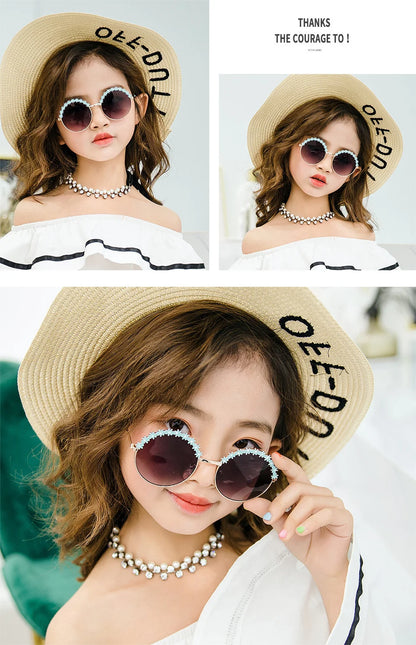 2025 Sunglasses children's glasses flower fashion New Sunglasses children's round children's Metal