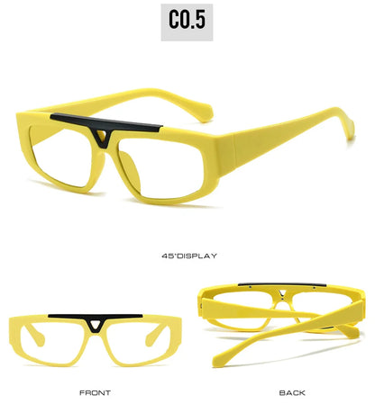 Brand Square Blue Light Blocking Men Reading Glasses Fashion Yellow Small Frame Double Bridge Hollowing Out Prescription Glasses