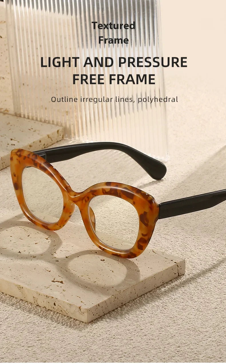Square Large Frame Reading Eyewear for Women Men Ultra-light Far Sight Eyewear Fashion Prescription Eyeglasses Diopter 0 To +4.0