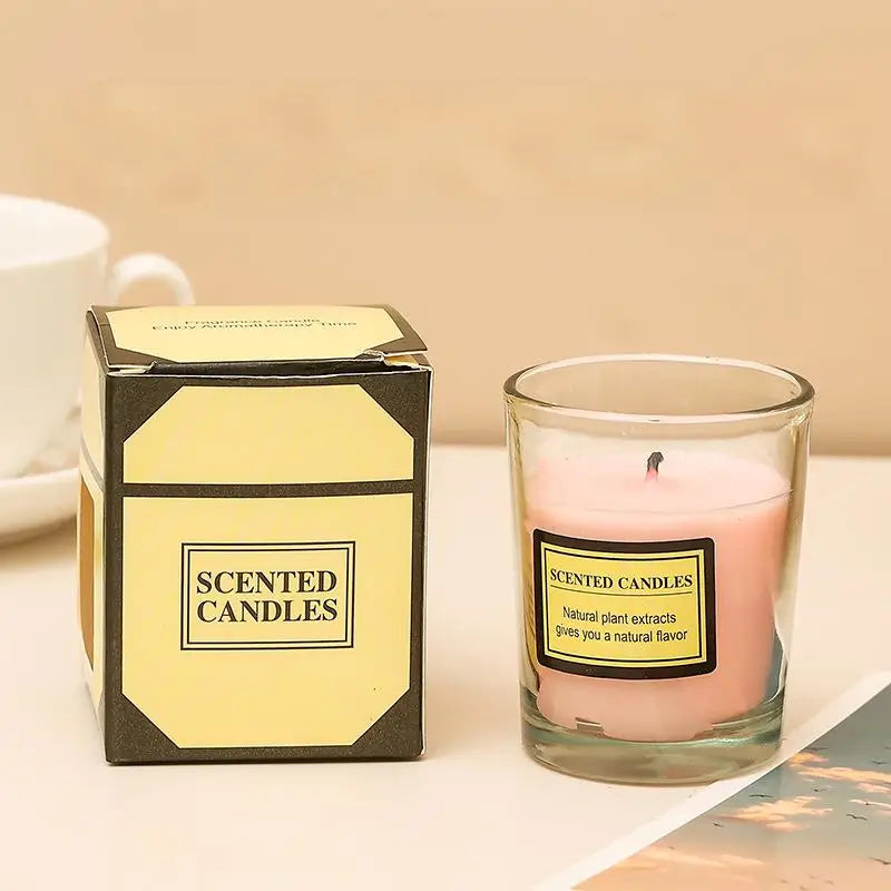 1PC Romantic Smokeless Soy Wax Candle - Glass Aromatherapy Gift Box Home Wedding Decor Companion Souvenir