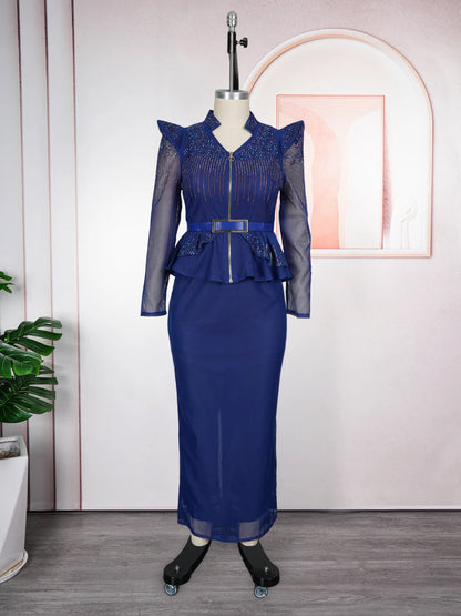 African Clothes for Women 2 PCS Sets Tops And Skirts Suits Dashiki Ankara Turkey Outfits Gown Plus Size Wedding Party Dresses