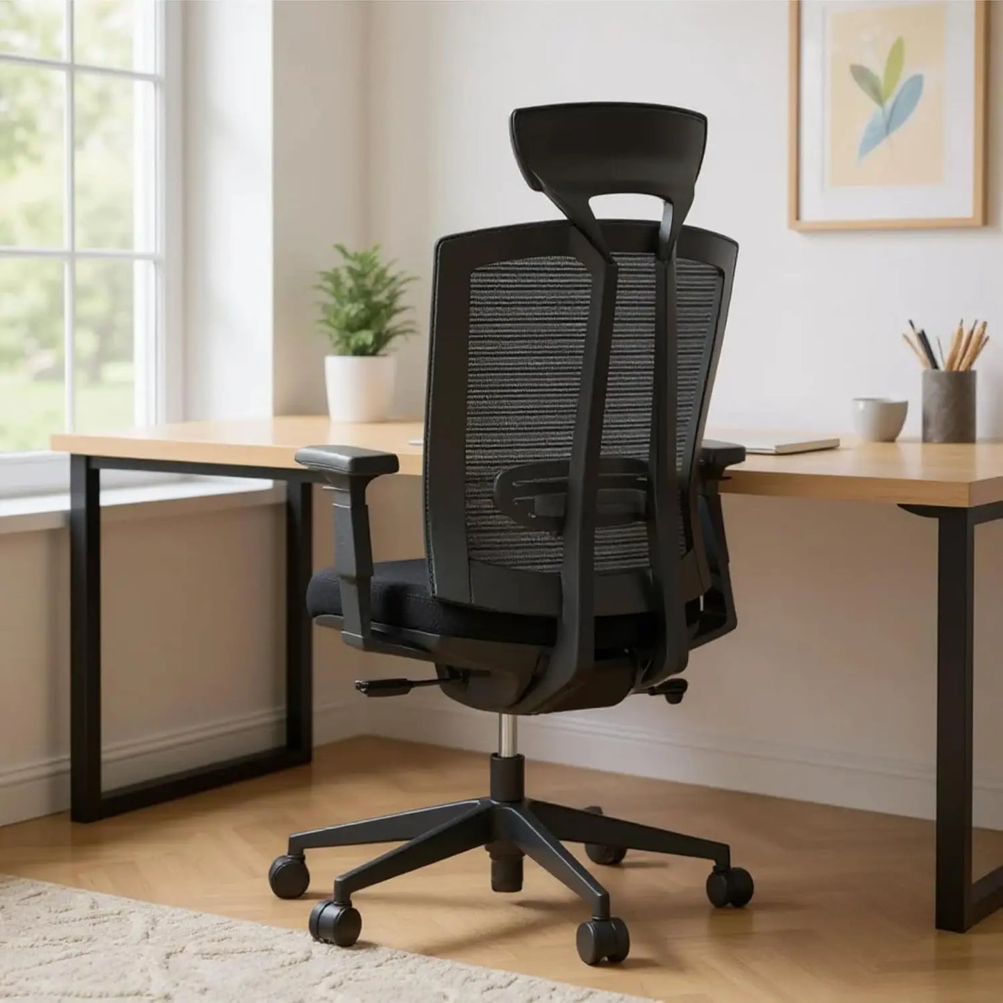 Ergo Plus Ergonomic Office Chair - Desk Chair, Mesh Computer Leatherette Headrest, Memory Foam Seat, and Smooth, Customized