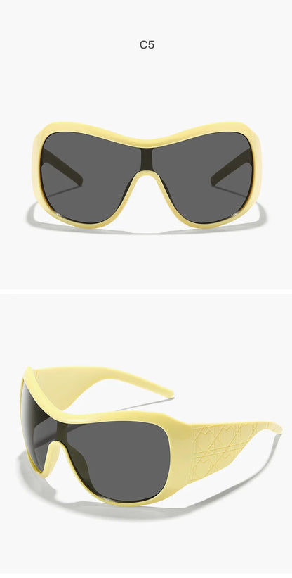 vintae one piece oversized shield sunglasses women new fashion red black gradient sexy sun glasses ladies trendy y2k shades