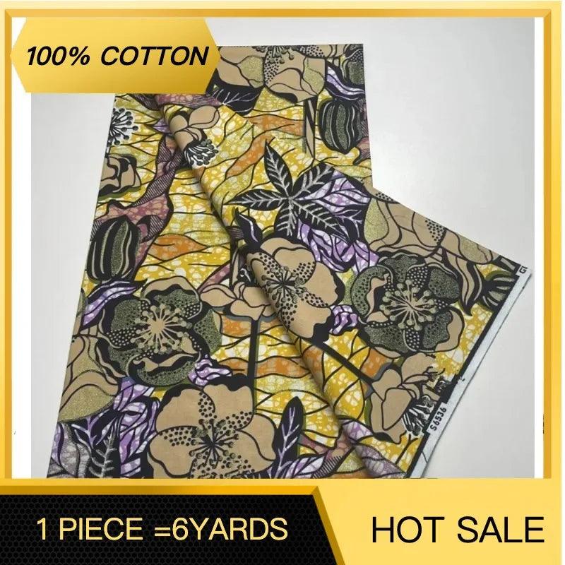 New Ankara Glitter Golden Wax Soft Flash Gold Print Batik High Quality Pagne Purple Women Tissus African Grand Golden Wax Fabric