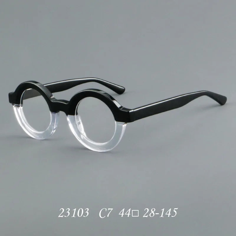 Vintage Round Glasses Frame Luxury New Fashion Trend Solid Thick Acetate Frame High-end Fake Glasses Women Men Original Quality