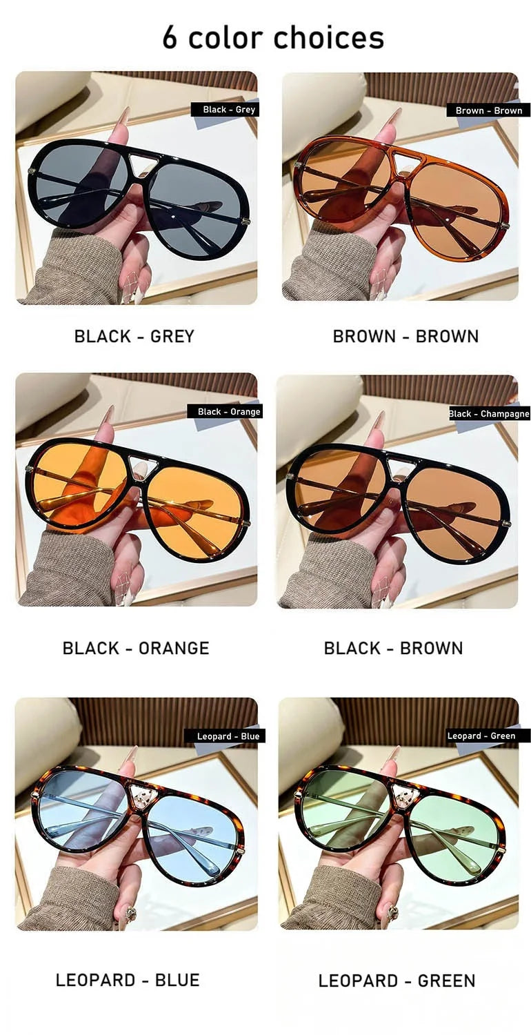 QVQV Oversized Trendy Leopard Green Sunglasses Women Summer Fashion Thick Frame Pilot Sun Glasses Luxury Brand Outdoor Shades