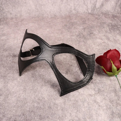 1pc Half Face Cat Eye Costume Mask Woman Black Leather Cat Mask Masquerade Mask For Halloween Party Cosplay