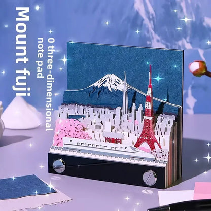 3D Treehouse Calendar Art Paper Sculpture Memo Pad Desktop Crafts Souvenirs Paper Carvings Sticky Notes Gifts Office Ornament