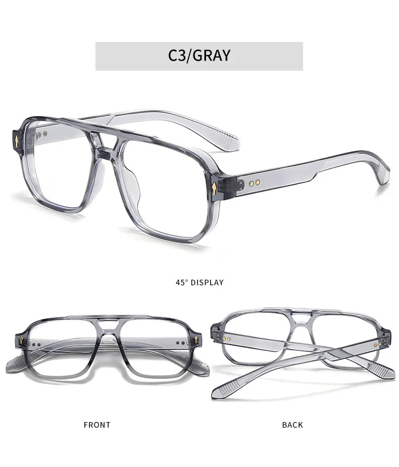 SHAUNA Double Bridges Anti Blue Light Retro Women Square Glasses Frame Fashion Men Optical Eyewear