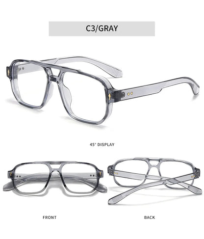SHAUNA Double Bridges Anti Blue Light Retro Women Square Glasses Frame Fashion Men Optical Eyewear