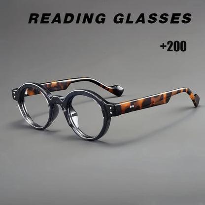 1-piece Fashion Translucent Tortoiseshell Glasses, Retro Style Round Reading Glasses, Fashionable Men's and Women's Reading