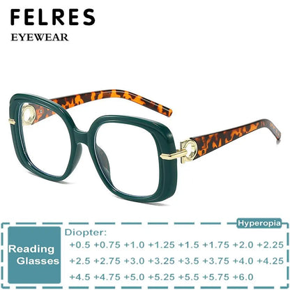 Square Large Anti Blue Light Reading Glasses Women Clear Lens Glasses Frames Finished Prescription Glasses Customized Diopter