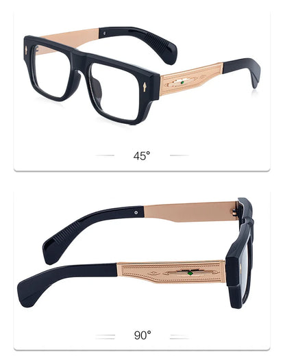 Fashion Oversized Square Reading Glasses Men Blue Light Blocking  Metal FrameGlasses Trendy Optical Presbyopia Eyeglasses0to+6.0