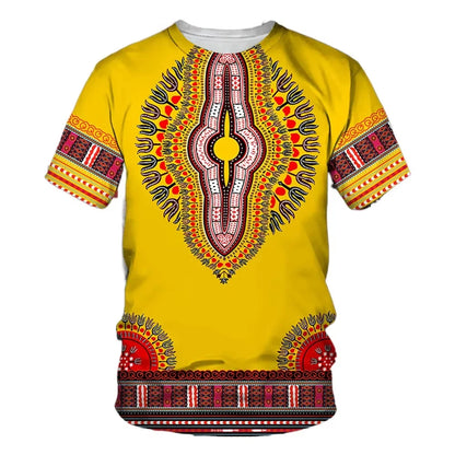 Summer New Men's African Ethnic Style Pattern 3D Print T-shirt Short Sleeve Tees Casual Harajuku Sports Oversized Unisex Tops