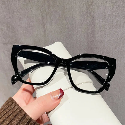 Luxury Brand Designer Women Fashion Cat Eye Anti Blue Light Glasses Double Color Large Frame Lady's Prescription Eyewear Frames