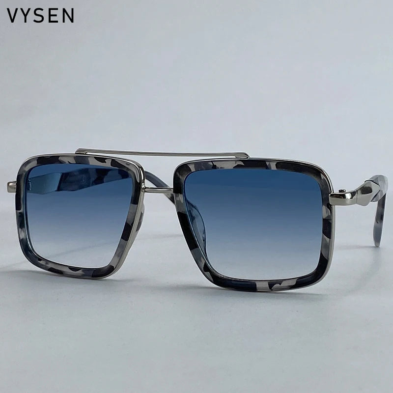 Vintage Oversized Square Polarized Sunglasses Men 2026 Luxury Steampunk Metal Frame Double Beam Driving Eyewear UV400 Shades