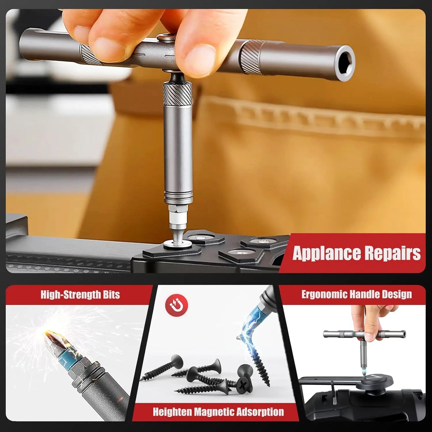 VMAN 24in1 Multifunction Ratchet Screwdriver Set Multi Magnetic Bits Mini Repair Tool Kit Household Tool For PC & Desk Etc.
