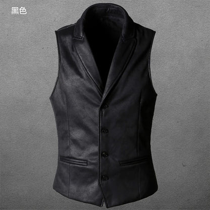 Retro Suede Vest Men Vintage Style Slim Fit Autumn Winter Mens Sleeveless Jacket V Neck Warm Waistcoat