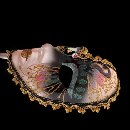 Mardi Gras Mask Masquerade Mask with Holding Venetians Mask Carnivals Mask Halloween Costume Mask for Party