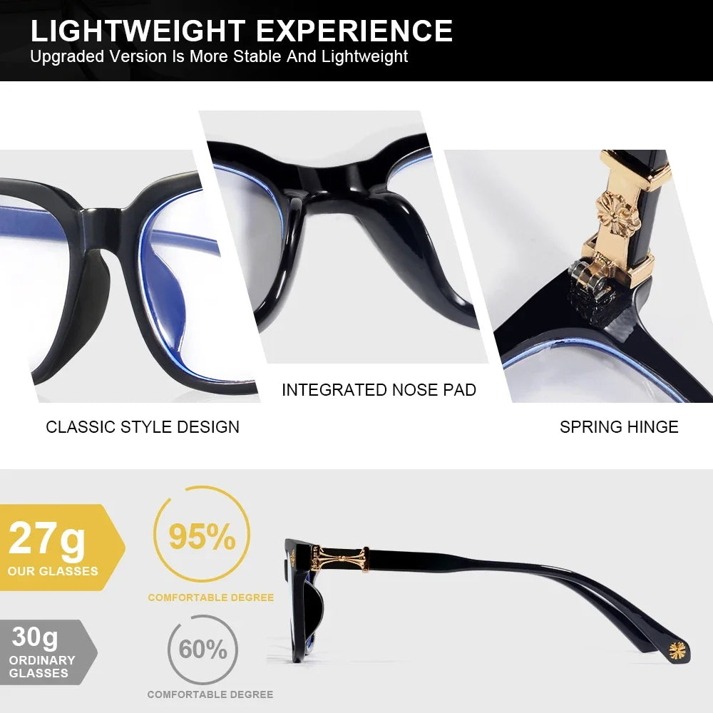 Classic 2Pcs Square Anti Blue Light Glasses For Men And Women Black & Transparent Frame Unisex Computer Wearing Women Glasses