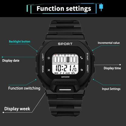 Male Digital Watches Waterproof Hombre Mens Sports Green Wristwatches Hand Clocks Women Watch Reloj Masculino