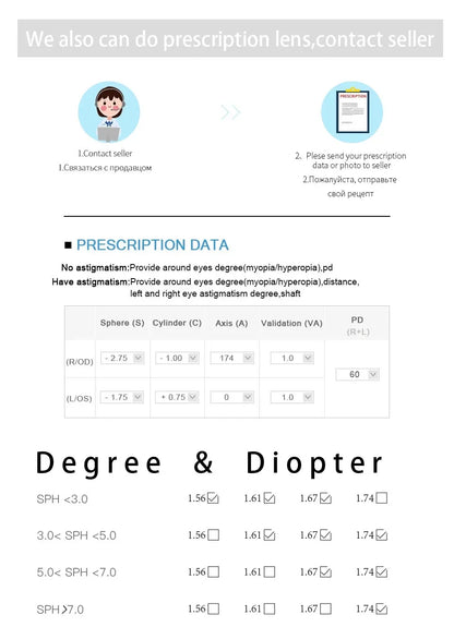 O-Q CLUB Glasses Myopia Eyeglasses Photochromic Glasses Man Prescription Blue Light Lenses to Read Women Lens Reading Glass Men